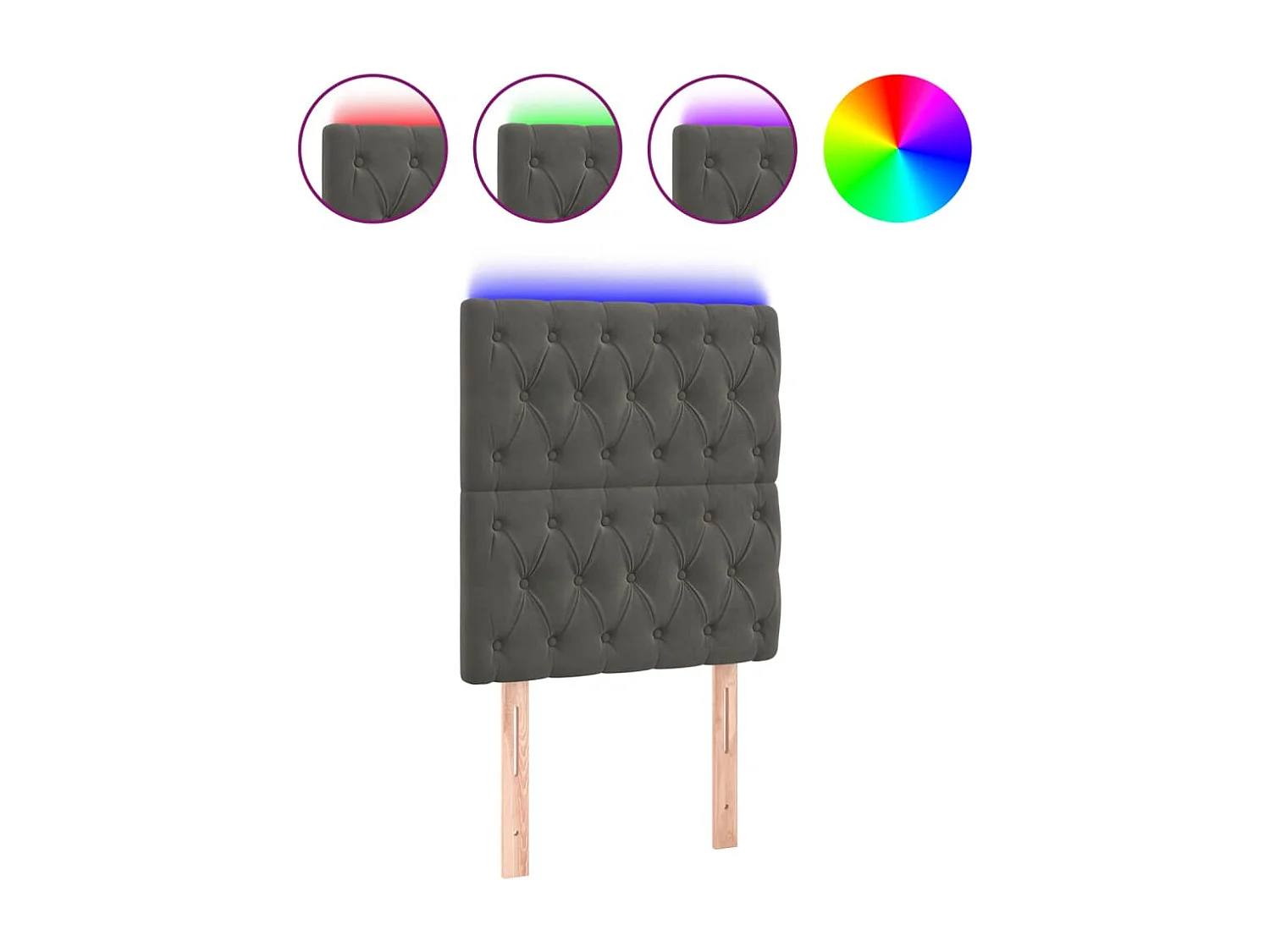 Hoofdbord | Hoofdeinde LED 80x7x118/128 cm fluweel donkergrijs
