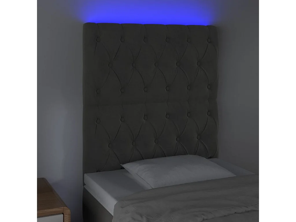 Hoofdbord | Hoofdeinde LED 80x7x118/128 cm fluweel donkergrijs