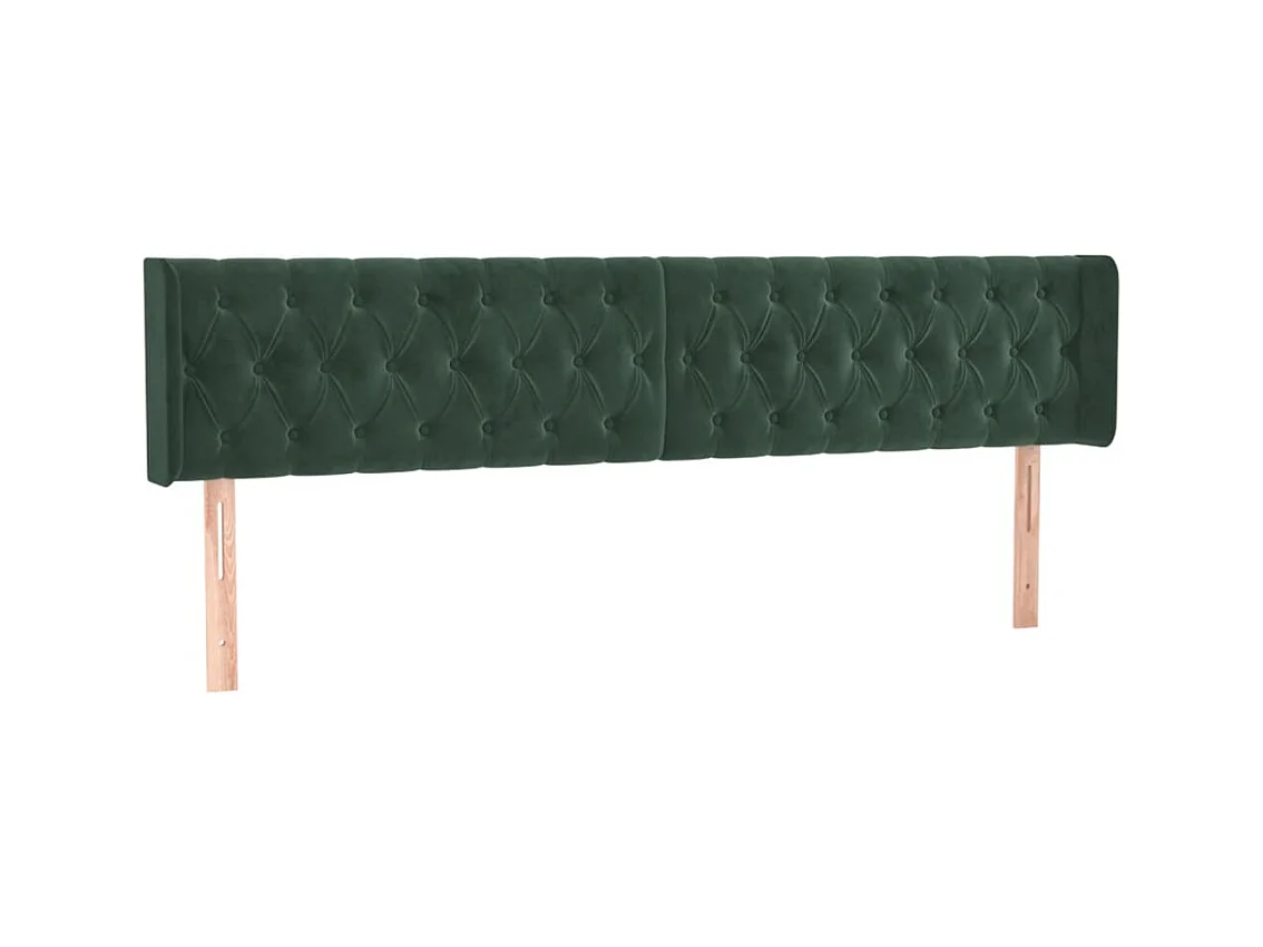 Tête de Lit | Panneau de tête pour lit Moderne à LED Vert foncé 203x16x78/88 cm Velours