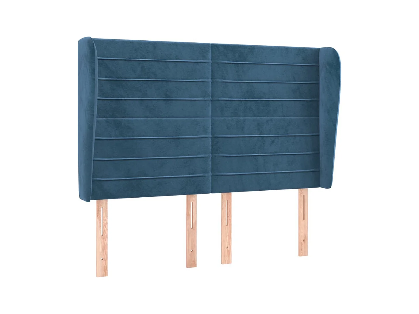 Cabecero | Cabezal de Cama | Mueble cabecero con orejas de terciopelo azul oscuro 147x23x118/128 cm