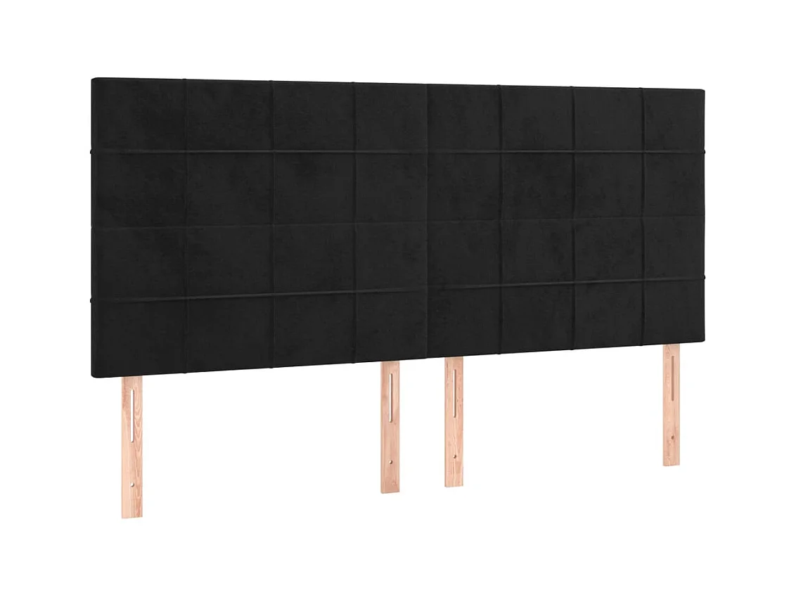 Têtes de lit | Panneaux de tête pour lit Moderne 4 pcs Noir 80x5x78/88 cm Velours