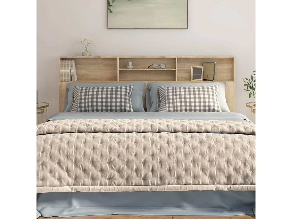Tête de Lit avec rangement | Armoire de tête de lit chêne sonoma 200x19x103,5 cm