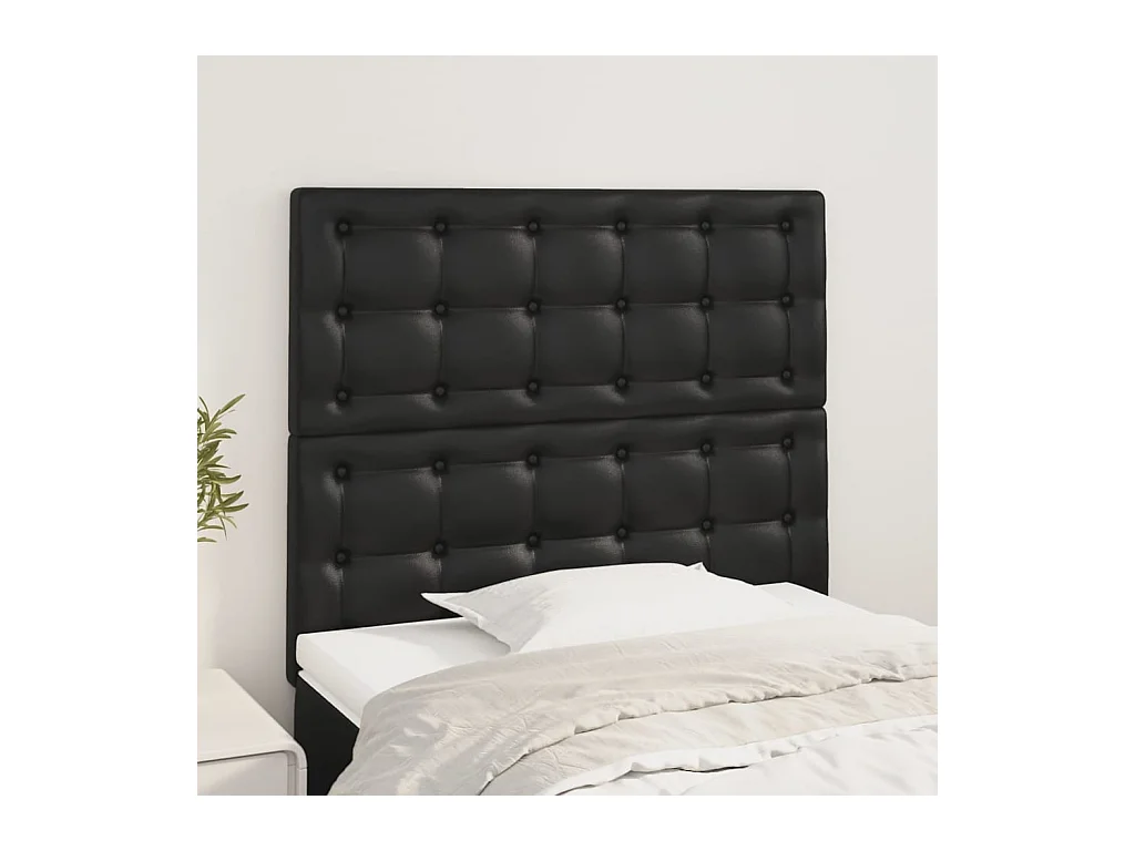 Cabeceros | Cabezal de cama | Mueble de cabecero 2 unidades de cuero sintético negro 90x5x78/88 cm