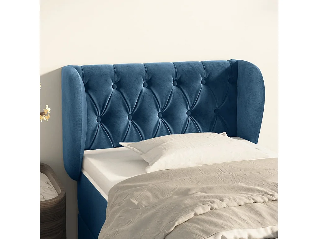 Hoofdbord | Hoofdeinde met randen 83x23x78/88 cm fluweel donkerblauw
