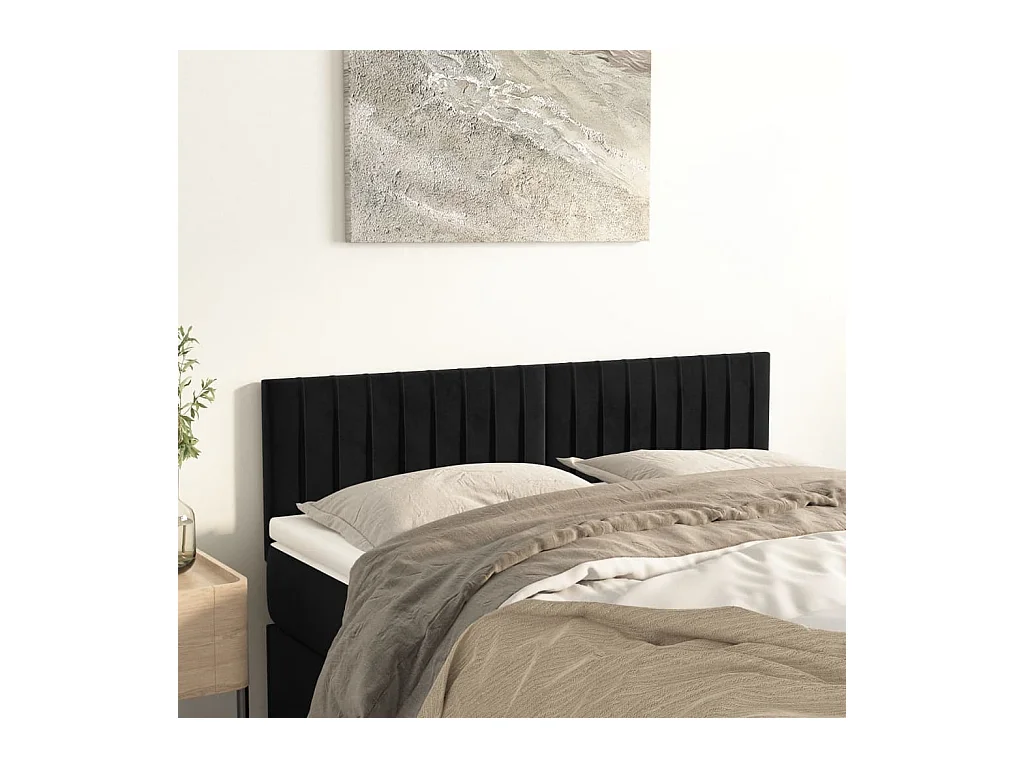 Cabeceros | Cabezal de cama | Mueble de cabecero 2 unidades terciopelo negro 72x5x78/88 cm