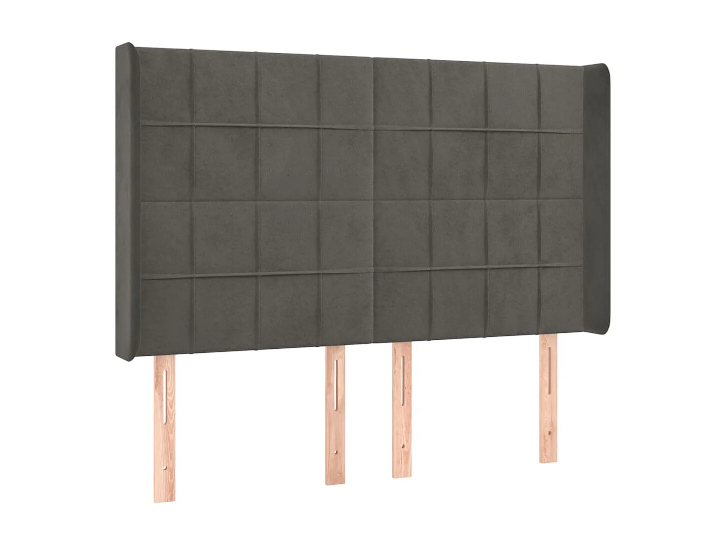 Tête de Lit | Panneau de tête pour lit Moderne avec oreilles Gris foncé 147x16x118/128 cm Velours