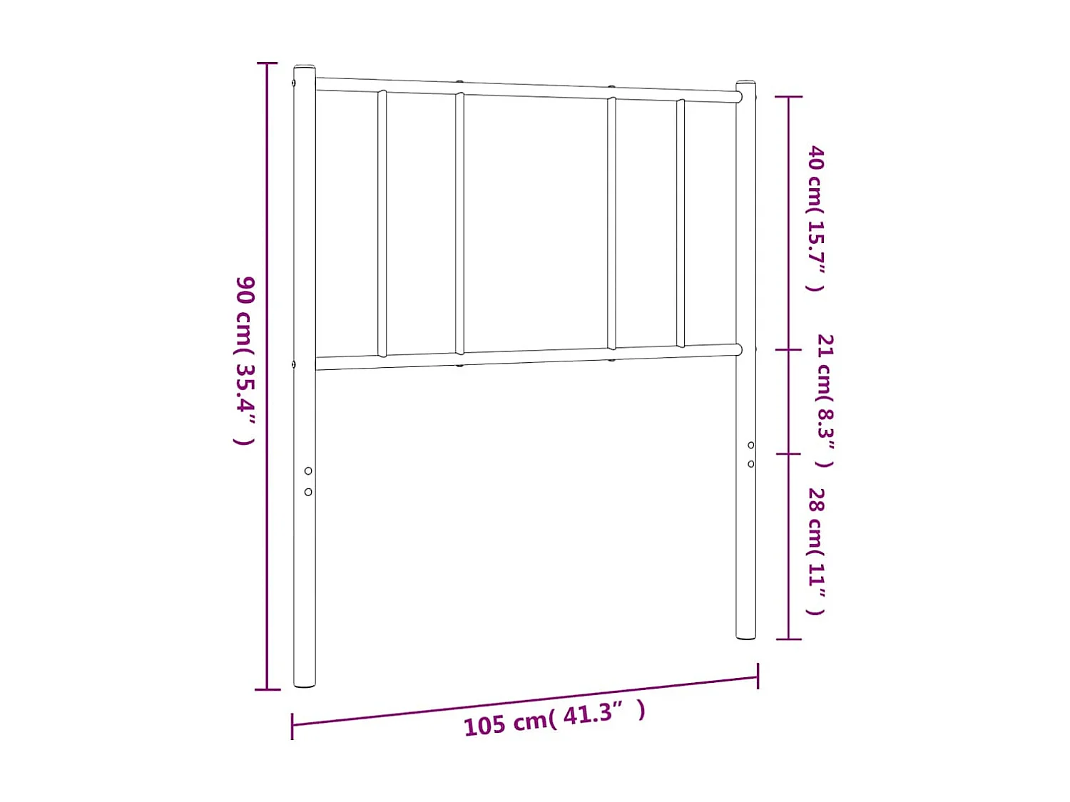 Tête de Lit | Panneau de tête pour lit Moderne métal noir 100 cm