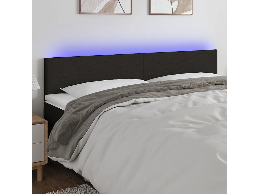 Hoofdbord | Hoofdeinde LED 200x5x78/88 cm stof zwart