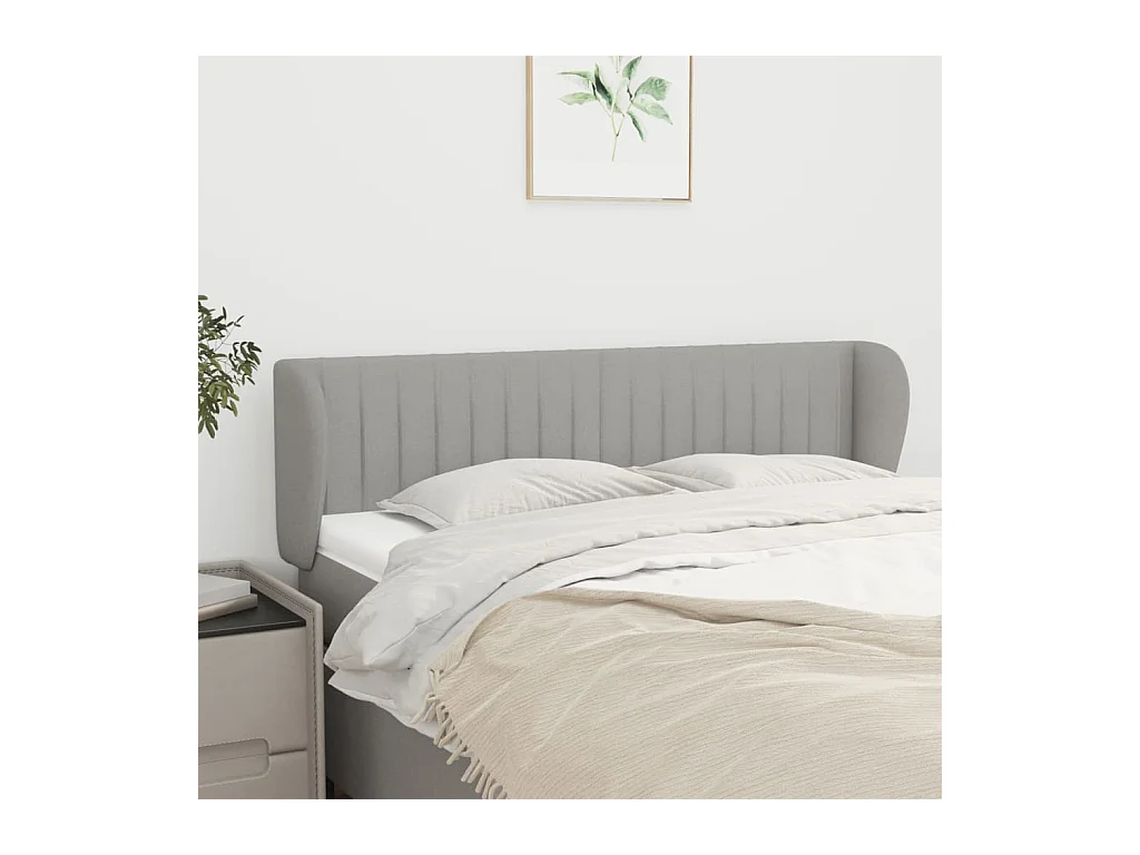 Mueble cabecero | Cabezal de cama | Cabecero de tela gris claro 147x23x78/88 cm