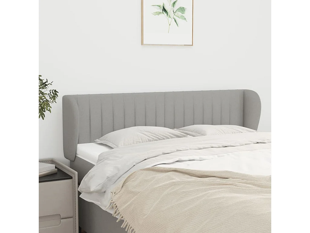 Tête de Lit | Panneau de tête pour lit Moderne avec oreilles Gris clair 147x23x78/88 cm Tissu