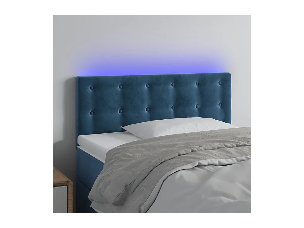 Cabecero | Cabezal de Cama | Mueble cabecero con LED de terciopelo azul 100x5x78/88 cm
