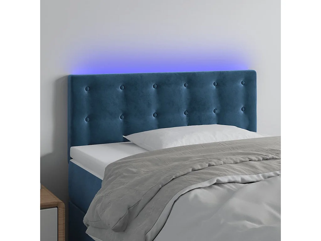 Hoofdbord | Hoofdeinde LED 100x5x78/88 cm fluweel donkerblauw