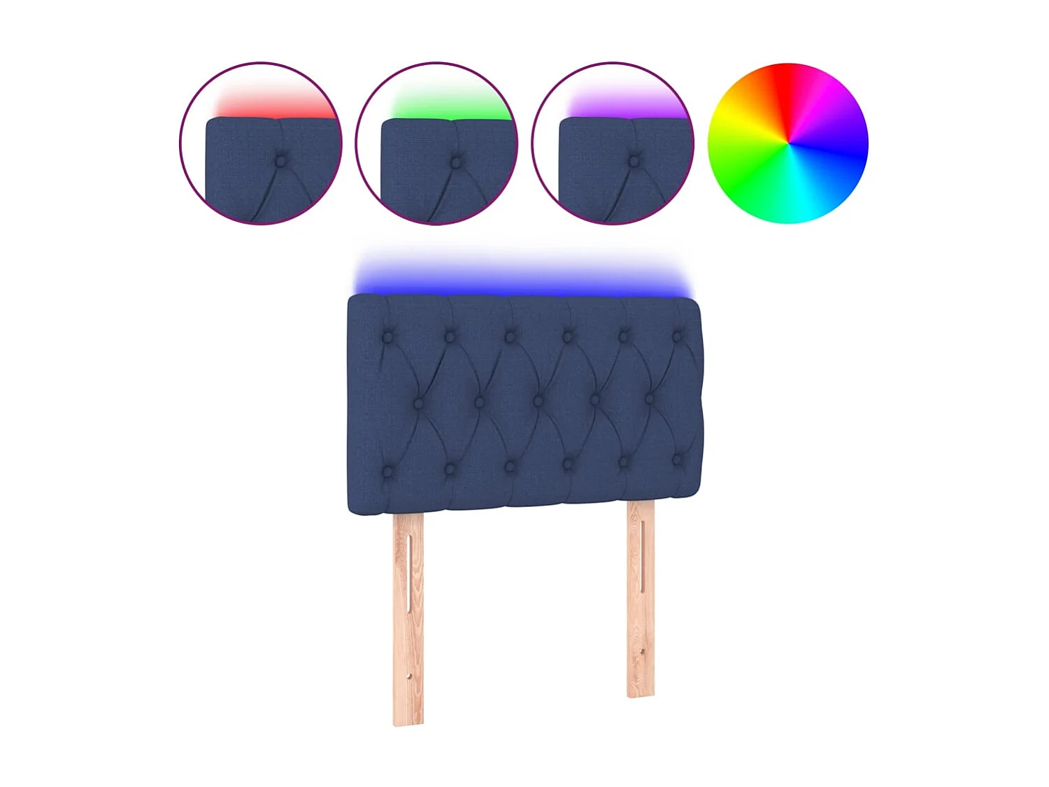 Hoofdbord | Hoofdeinde LED 80x7x78/88 cm stof blauw