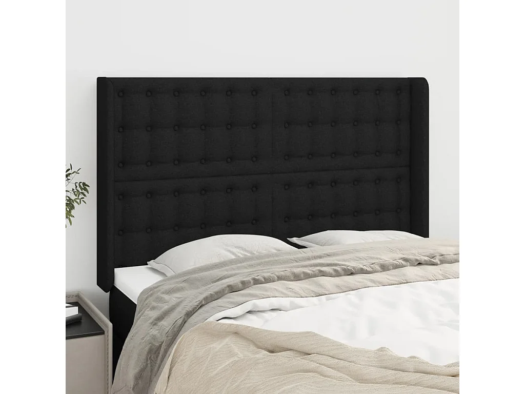 Hoofdbord | Hoofdeinde met randen 147x16x118/128 cm stof zwart
