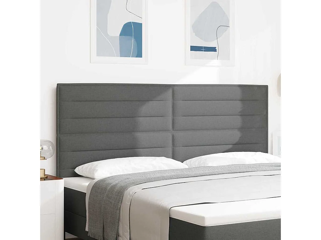 Tête de Lit | Panneau de tête pour lit Moderne Hauteur réglable Manuel Gris foncé 200 cm tissu