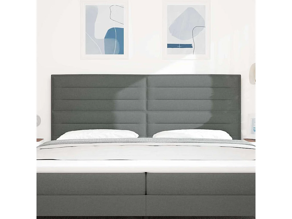 Tête de Lit | Panneau de tête pour lit Moderne Hauteur réglable Manuel Gris foncé 200 cm tissu
