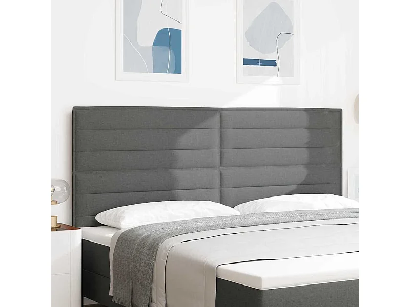 Tête de Lit | Panneau de tête pour lit Moderne Hauteur réglable Manuel Gris foncé 200 cm tissu