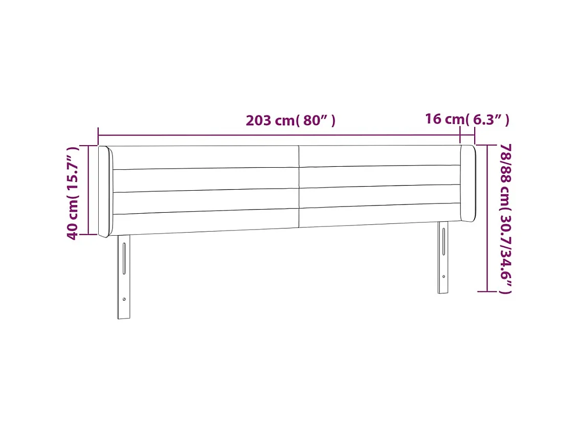 Cabecero | Cabezal de Cama | Mueble cabecero con LED de terciopelo rosa 203x16x78/88 cm