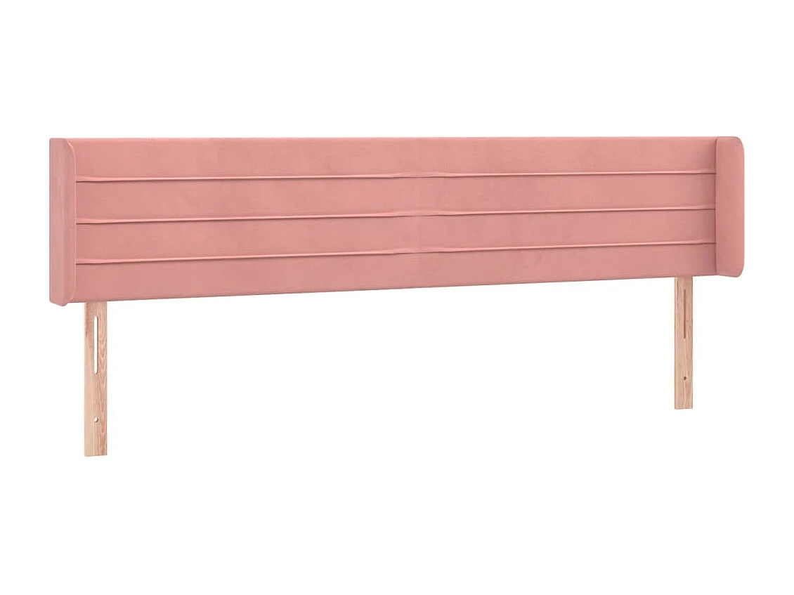Tête de Lit | Panneau de tête pour lit Moderne à LED Rose 203x16x78/88 cm Velours