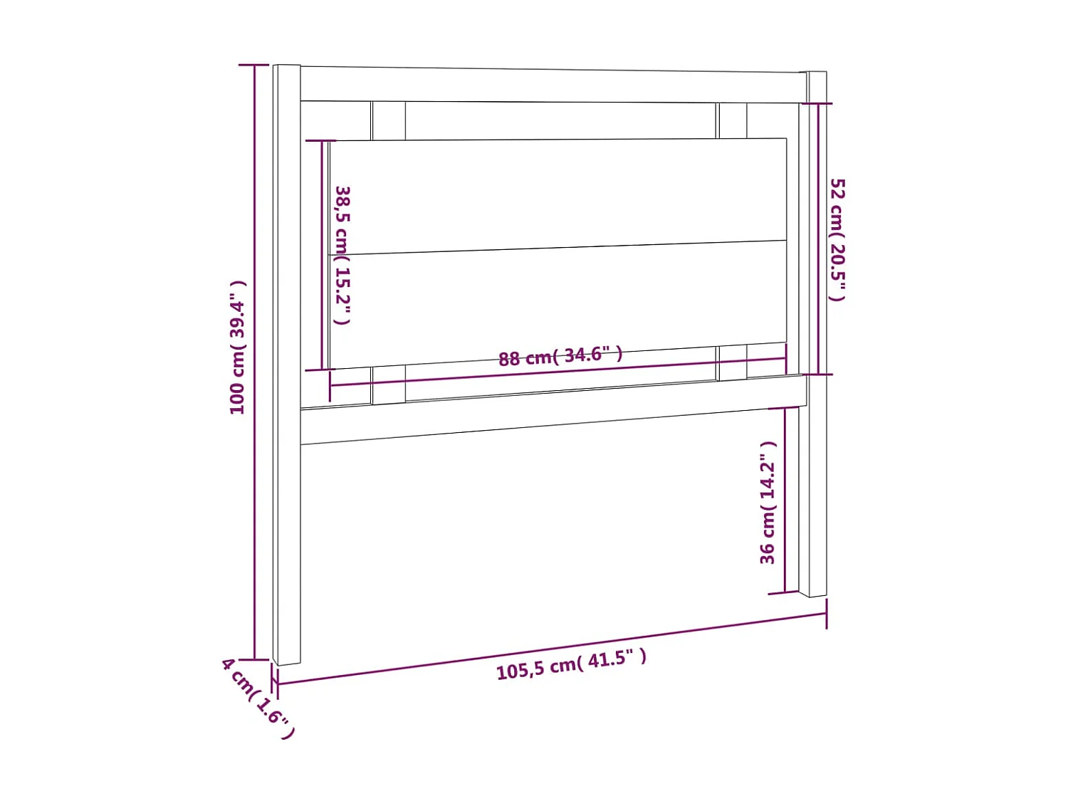 Hoofdbord | Hoofdeinde 105,5x4x100 cm massief grenenhout