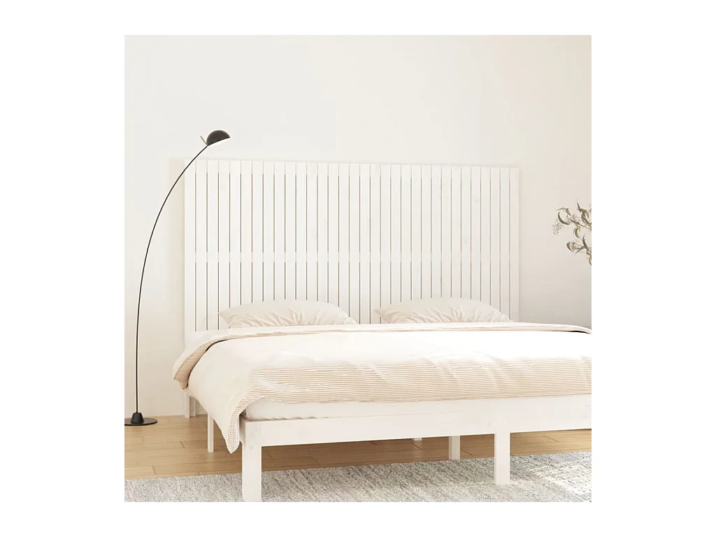 Tête de lit murale | Panneau de tête pour lit Moderne  Blanc 204x3x110 cm Bois massif de pin