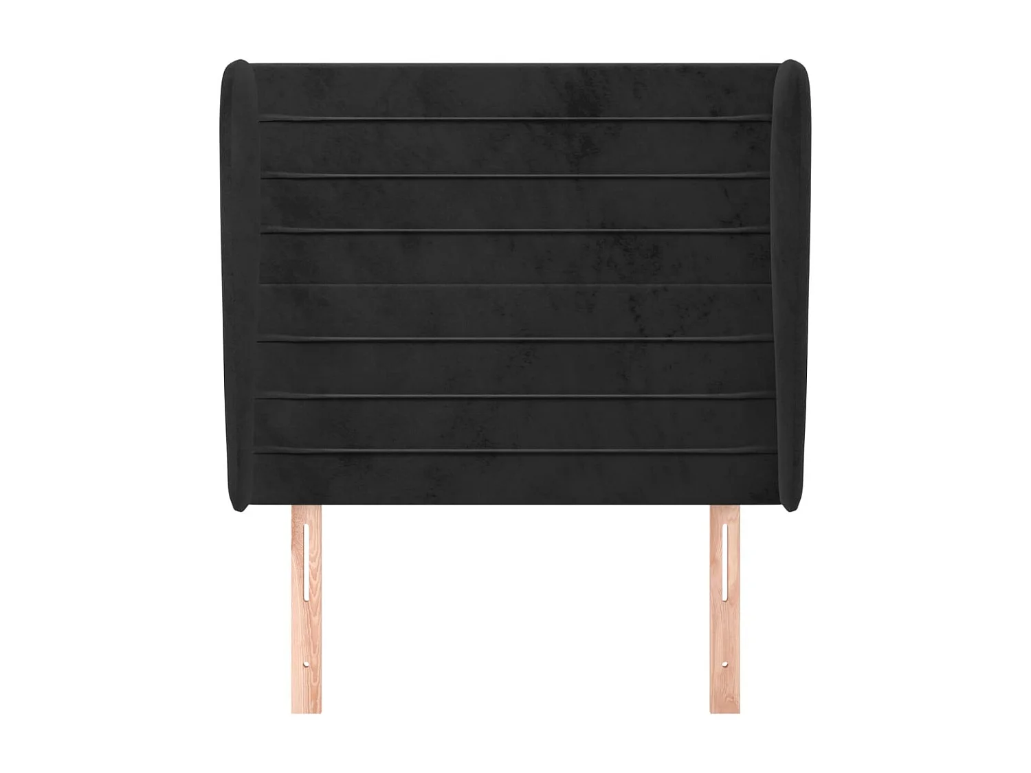 Cabecero | Cabezal de Cama | Mueble cabecero con orejas de terciopelo negro 83x23x118/128 cm