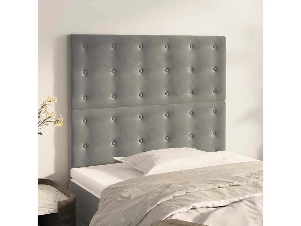 Têtes de lit | Panneaux de tête pour lit Moderne 2 pcs Gris clair 80x5x78/88 cm Velours