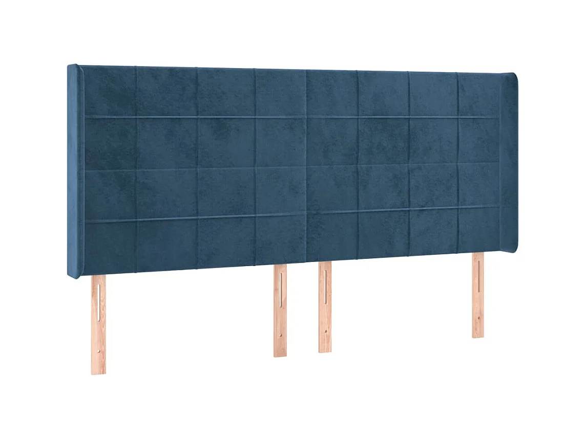 Tête de Lit | Panneau de tête pour lit Moderne à LED Bleu foncé 203x16x118/128 cm Velours