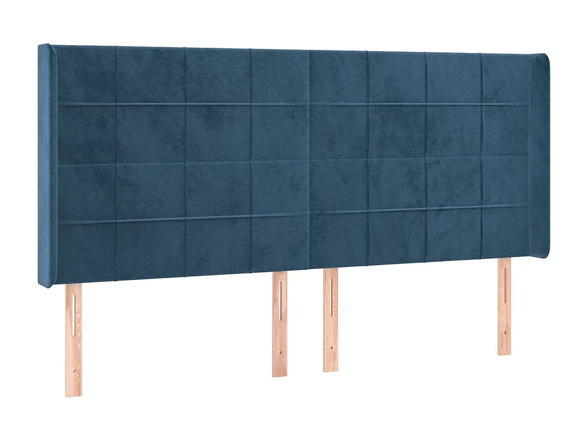 Tête de Lit | Panneau de tête pour lit Moderne à LED Bleu foncé 203x16x118/128 cm Velours