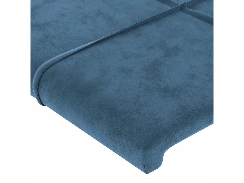 Tête de Lit | Panneau de tête pour lit Moderne à LED Bleu foncé 203x16x118/128 cm Velours