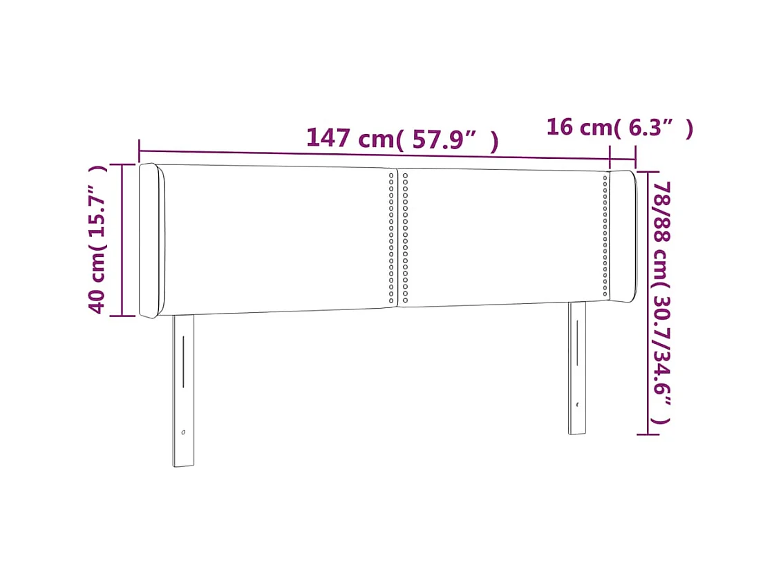 Mueble cabecero | Cabezal de cama | Cabecero con LED de tela marrón oscuro 147x16x78/88 cm