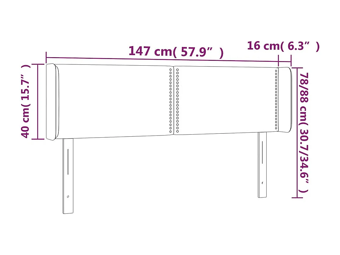 Mueble cabecero | Cabezal de cama | Cabecero con LED de tela marrón oscuro 147x16x78/88 cm