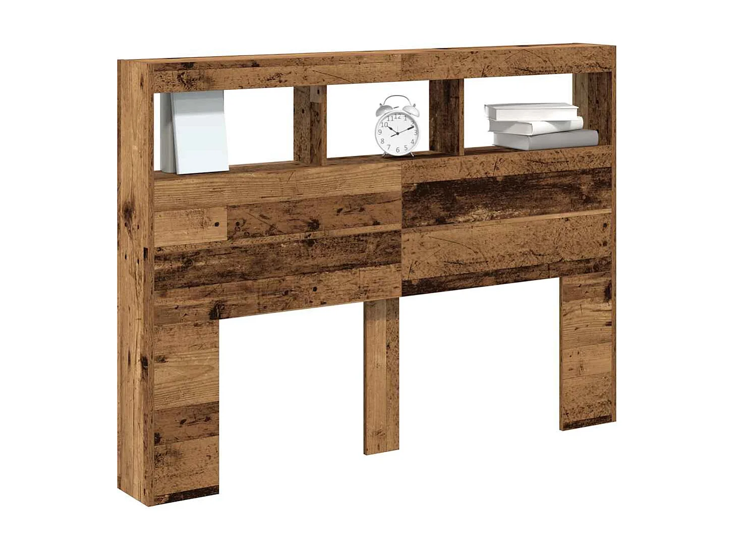 Tête de Lit avec rangement | Armoire de tête de lit avec LED vieux bois 140x17x102 cm