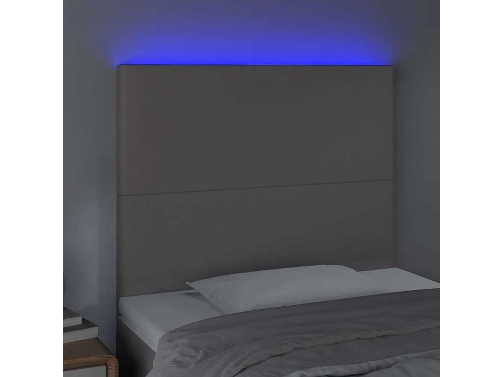 Tête de Lit | Panneau de tête pour lit Moderne à LED Gris 80x5x118/128 cm Similicuir
