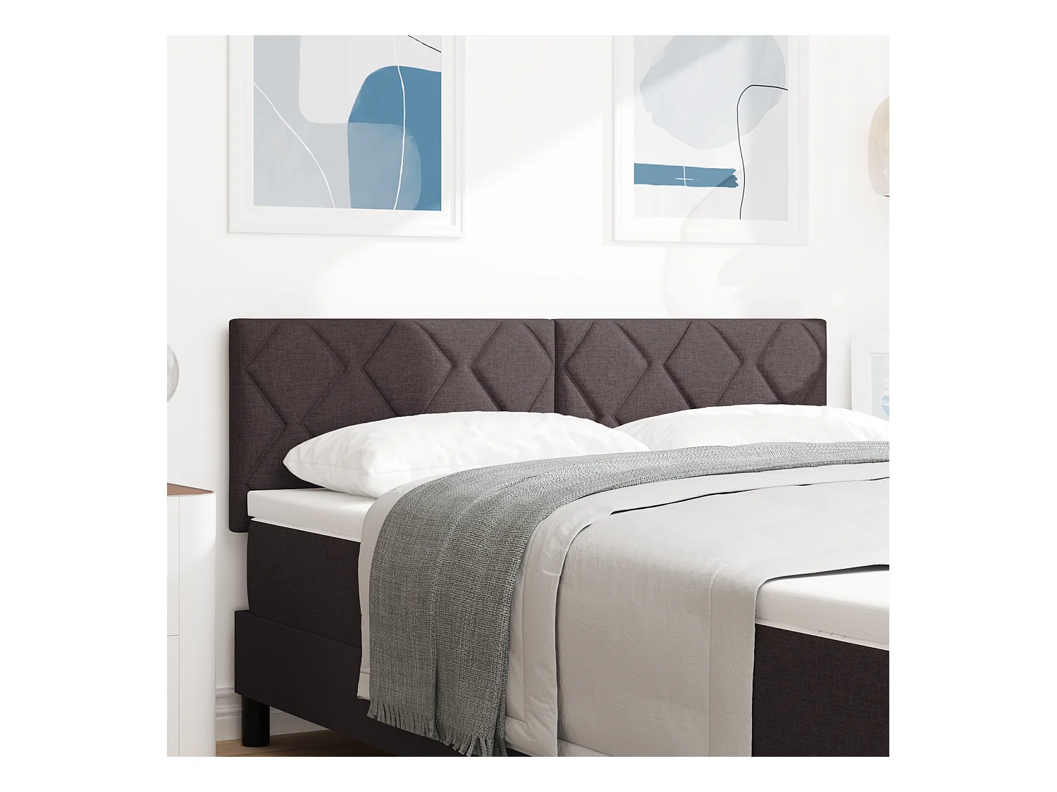 Tête de Lit | Panneau de tête pour lit Moderne avec des lumières à LED Marron 144 cm tissu