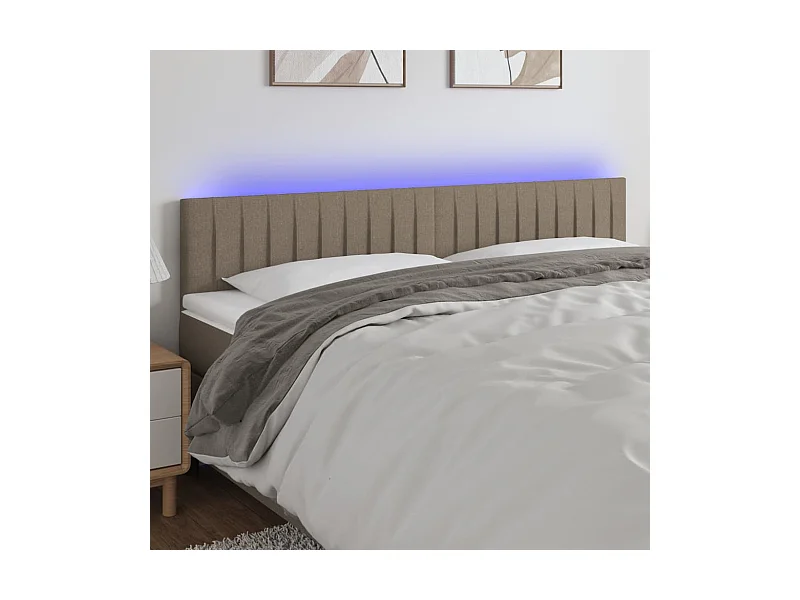 Tête de Lit | Panneau de tête pour lit Moderne à LED Taupe 200x5x78/88 cm Tissu