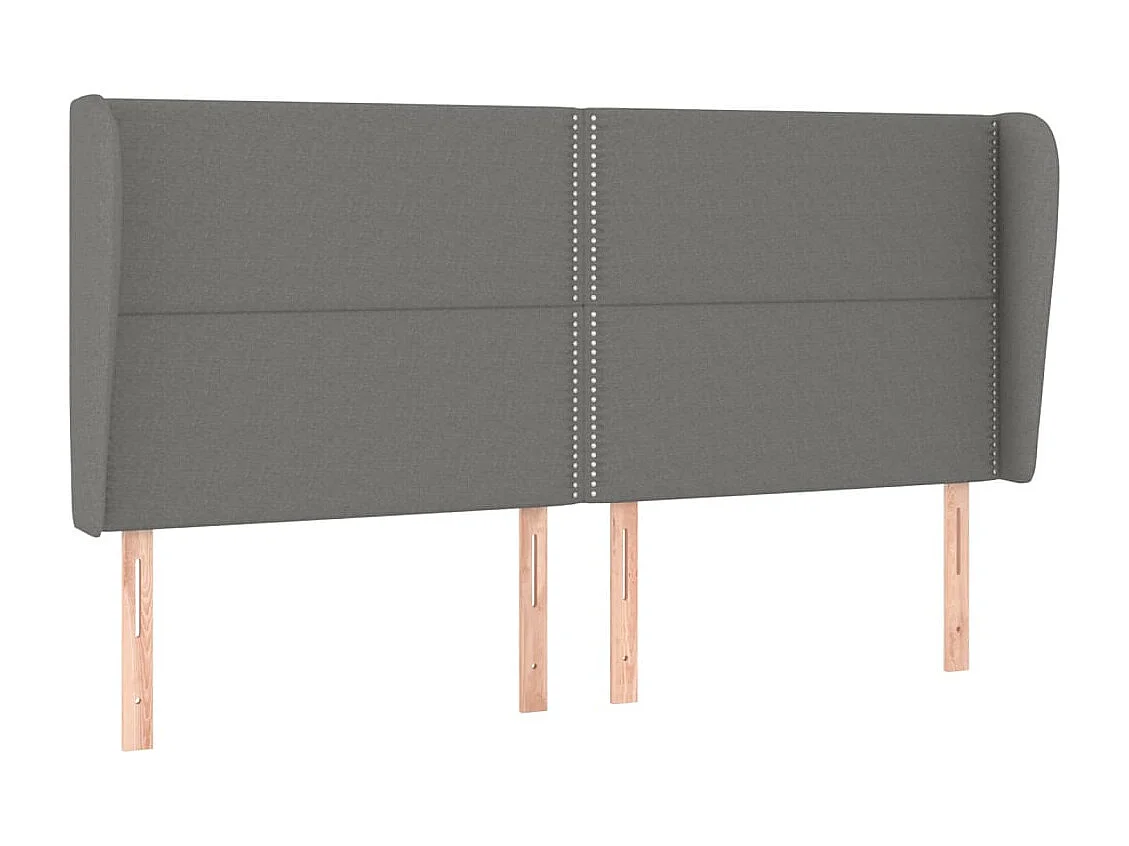 Tête de Lit | Panneau de tête pour lit Moderne avec oreilles Gris foncé 203x23x118/128 cm Tissu