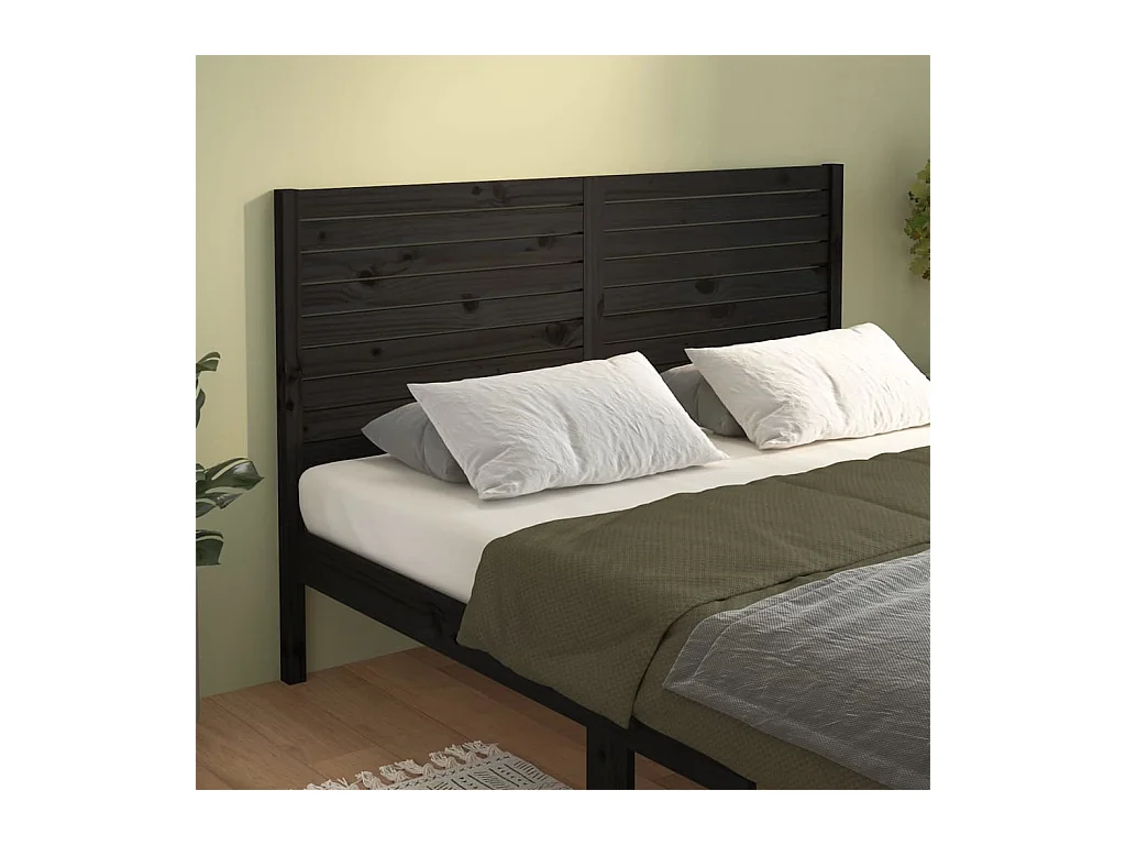 Cabecero de Cama | Cabezal de cama | Mueble de cabecero madera maciza de pino negro 146x4x100 cm