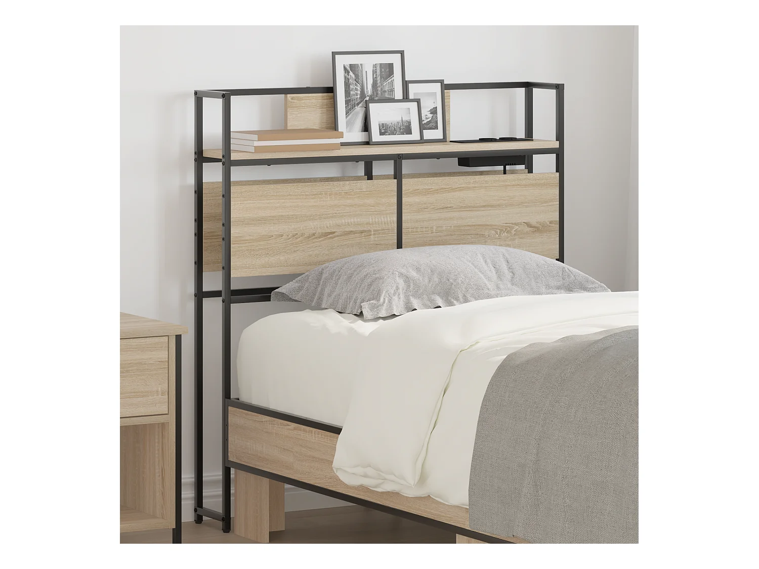 Tête de Lit de rangement | Panneau de tête pour lit Chêne sonoma 90 cm Bois d'ingénierie