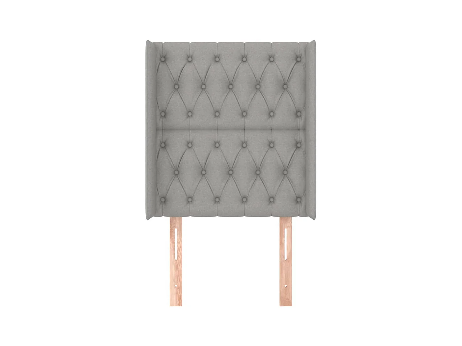 Cabecero | Cabezal de Cama | Mueble cabecero con orejas de tela gris claro 83x16x118/128 cm