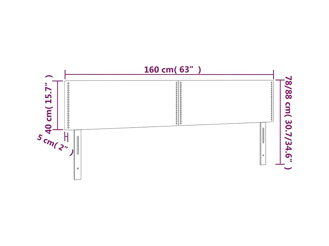 Cabecero | Cabezal de Cama | Mueble cabecero con LED de terciopelo gris claro 160x5x78/88 cm