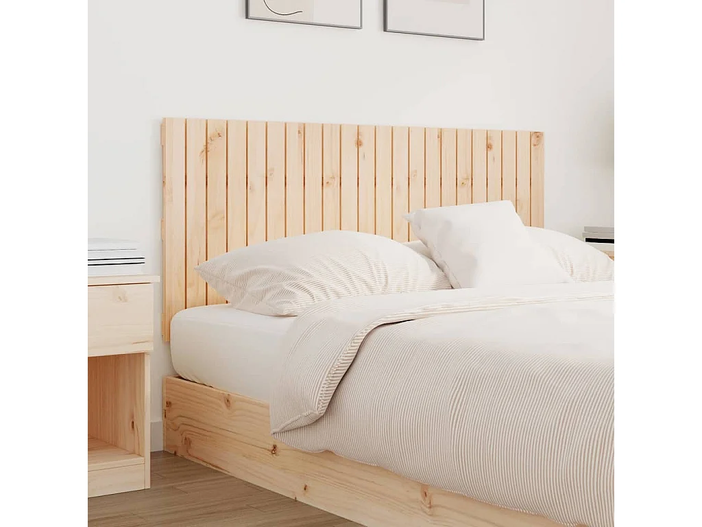 Cabecero de Cama | Cabezal de cama | Mueble de cabecero de pared madera maciza de pino 140x3x60 cm