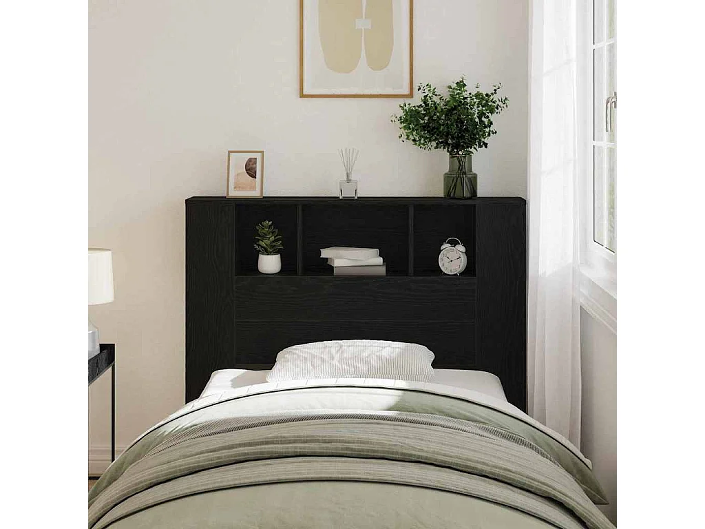 Mueble cabecero | Cabezal de cama | Cabecero de armario Roble negro 120 x 19 x 104,5 cm