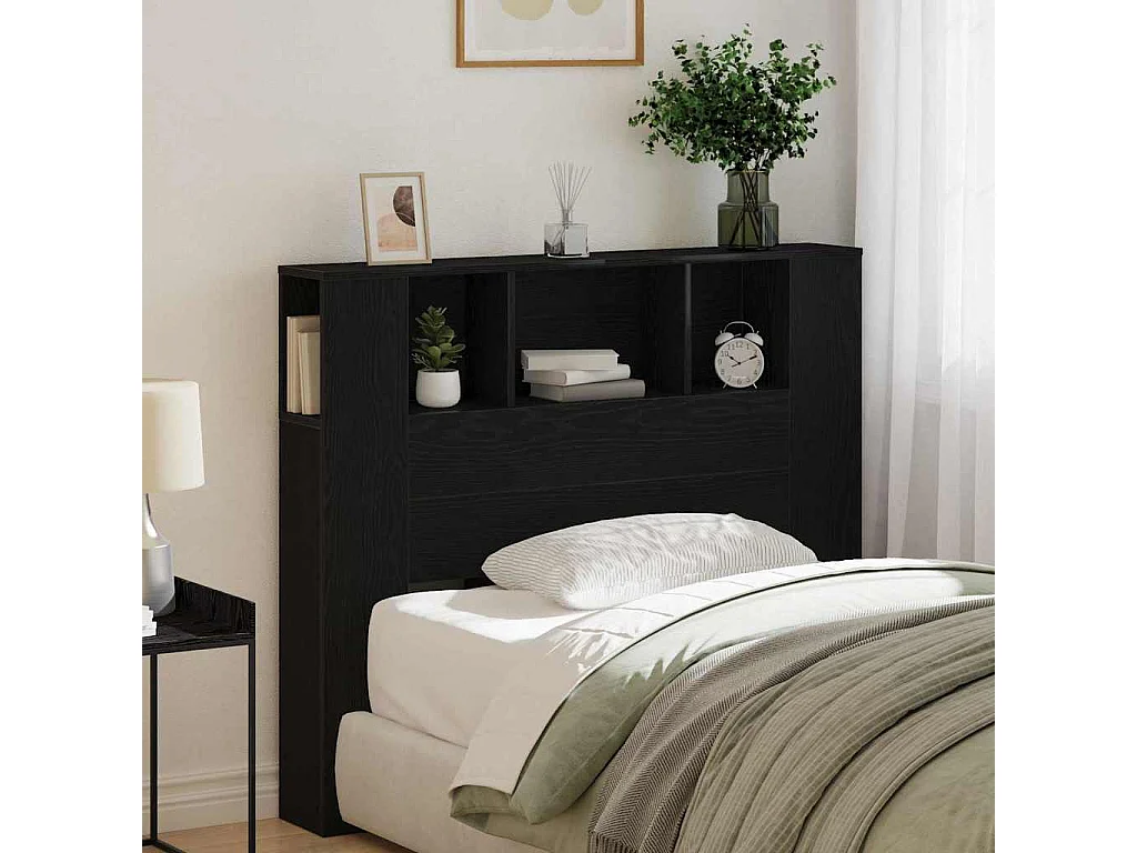 Mueble cabecero | Cabezal de cama | Cabecero de armario Roble negro 120 x 19 x 104,5 cm