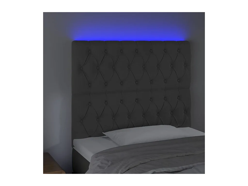 Cabecero | Cabezal de Cama | Mueble cabecero con luces LED terciopelo gris oscuro 100x7x118/128 cm