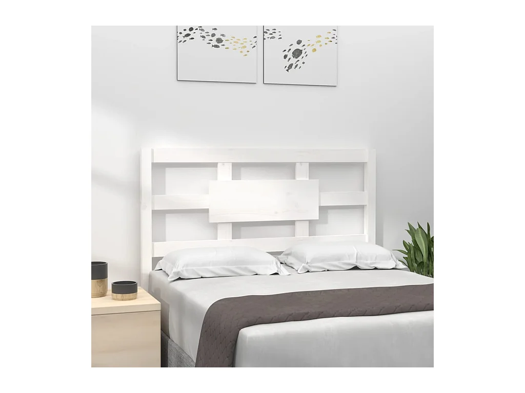 Tête de Lit | Panneau de tête pour lit Moderne Blanc 95,5x4x100 cm Bois massif de pin