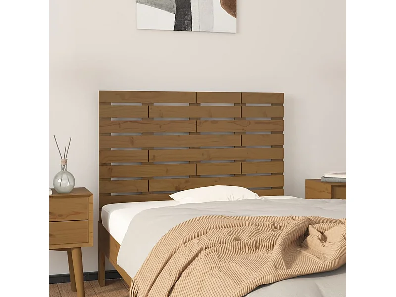 Tête de lit murale | Panneau de tête pour lit Moderne  Marron miel 106x3x63 cm Bois massif de pin