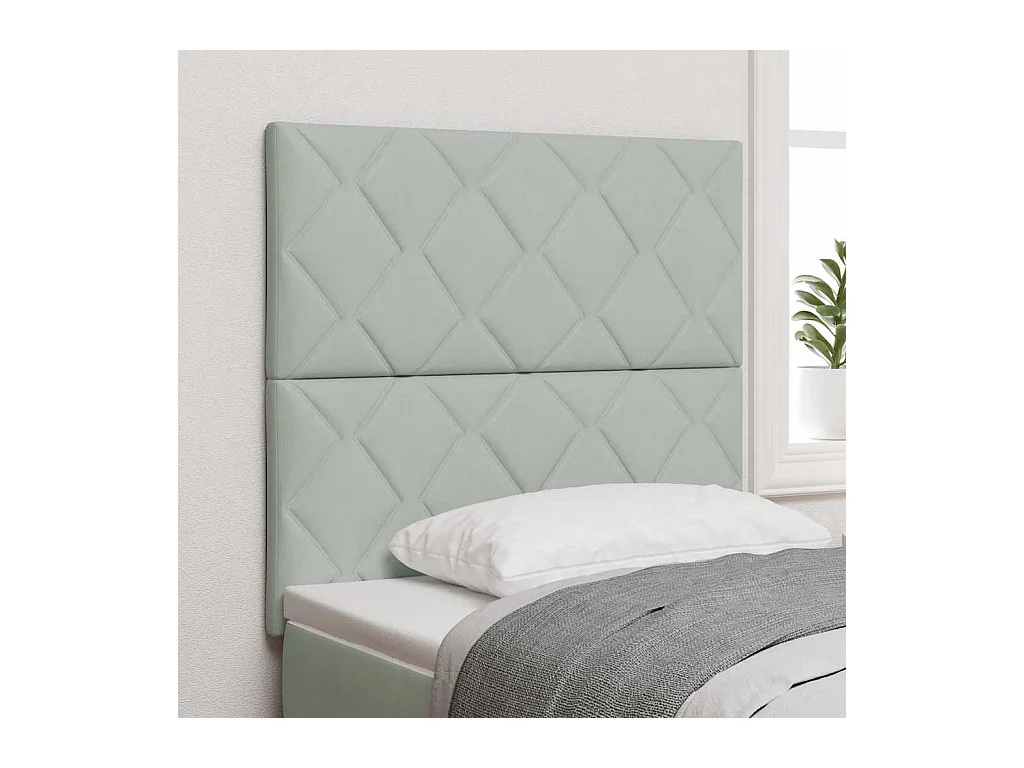 Mueble cabecero | Cabecero | Cabezal de cama LED Geométrico Manual Gris claro 100 cm Terciopelo