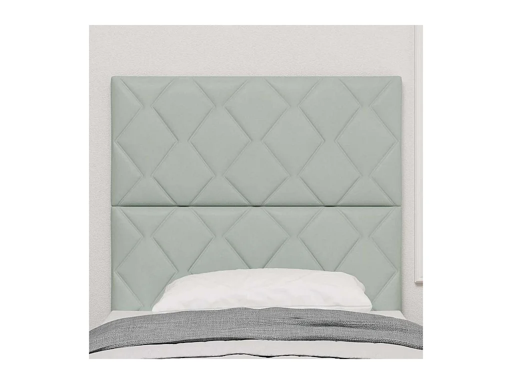 Mueble cabecero | Cabecero | Cabezal de cama LED Geométrico Manual Gris claro 100 cm Terciopelo