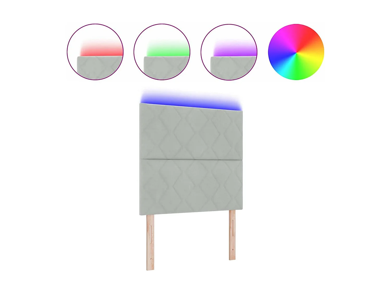 Tête de Lit | Panneau de tête pour lit Moderne LED Geometric Manuel Gris clair 100 cm Velours